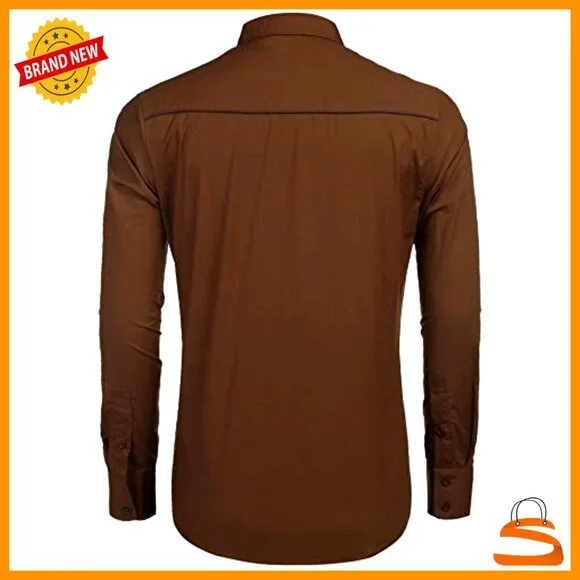 Embroidered Cowboy Shirt Long Sleeve Slim Fit Retro Western Casual Button Down
